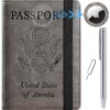 Airtag Passport Holder Cover Wallet Travel Essentials RFID Blocking Leather Card Case International Must Haves Travel Accessories for Women Men(119#Grey)