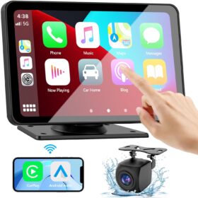 Apple Carplay Screen for Car, 7" HD Portable Car Stereo Touch Screen with Wireless Android Auto, Backup Camera, Car Audio Receivers with Voice Control, Mirror Link, Bluetooth,...