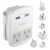 Ceptics Universal Travel Adapter Kit - 2 USB, USB-C Cord+2 US Outlets QC 3.0, Surge Protection, Plugs for Europe, UK, China, Australia, Japan - Perfect for Laptop, Cell Phones,...