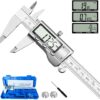 Digital Caliper Measuring Tool, Stainless Steel Vernier Caliper Digital Micrometer with Large LCD Screen, Easy Switch from Inch Metric Fraction, 6 Inch Caliper Tool for...