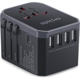 EPICKA Universal Travel Adapter, European Travel Plug Adapter - International Power Adapter Worldwide Charger with USB-C & 4 USB Ports, Travel Essentials for Italy, Japan,...