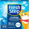 Fresh Step Extreme Clumping Litter With Febreze Freshness, Mountain Spring Scent Clumping Cat Litter With Guaranteed Odor Control, 14 lb. Box
