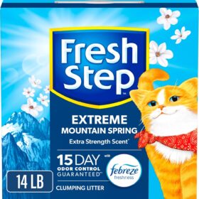 Fresh Step Extreme Clumping Litter With Febreze Freshness, Mountain Spring Scent Clumping Cat Litter With Guaranteed Odor Control, 14 lb. Box