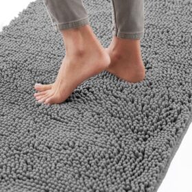GORILLA GRIP Bath Rug Mat, Thick Soft Absorbent Chenille, Quick Dry Microfiber Mats, Rubber Backing Machine Washable Shower Floor Rugs, Bathmat Runner, Bathroom Home Decor...