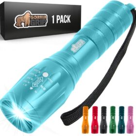 GORILLA GRIP Powerful LED Tactical Flashlight, 750 FT High Lumens 5 Adjustable Modes, Water Resistant, Ultra Bright Zoom Flashlights, Small Mini Flash Light, Camping, Night Dog...
