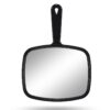 Hand Mirror, 10.3" L x 7.4" W Salon Barber Hairdressing Handheld Mirror with Handle, Square Black
