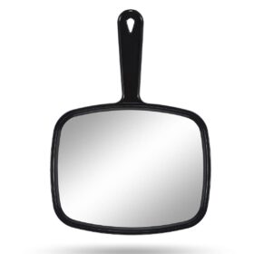 Hand Mirror, 10.3" L x 7.4" W Salon Barber Hairdressing Handheld Mirror with Handle, Square Black