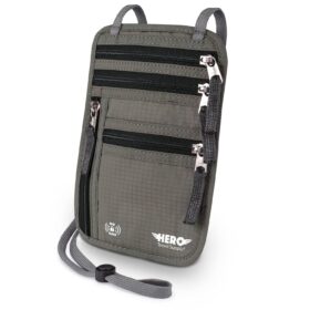 HERO Neck Wallet, RFID Blocking Passport Holder, Easy to Conceal Travel Pouch