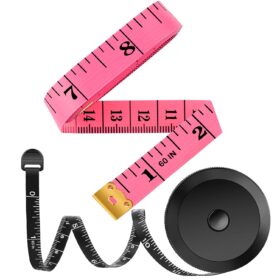 iBayam 2 Pack Tape Measure Measuring Tape for Body Fabric Sewing Tailor Cloth Knitting Vinyl Home Craft Measurements, 60-Inch Soft Fashion Pink & Retractable Black Double Scales...