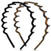 Kitsch Zig Zag Headbands, Recycled Plastic Wavy Hair Band with Teeth, Headband for Women and Men, Classic 90s Hair Accessories, 2pcs (Black and Brown)