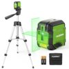 Laser Level with Tripod, HUEPAR 98Ft Self Leveling Laser Level Green Line Laser Cross Line Laser Leveler Tool for Picture Hanging, Tile, Home Renovation, Indoor Project,...
