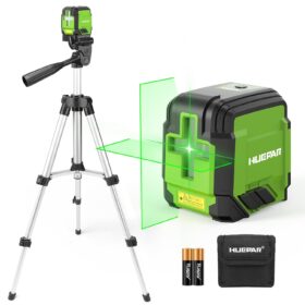 Laser Level with Tripod, HUEPAR 98Ft Self Leveling Laser Level Green Line Laser Cross Line Laser Leveler Tool for Picture Hanging, Tile, Home Renovation, Indoor Project,...