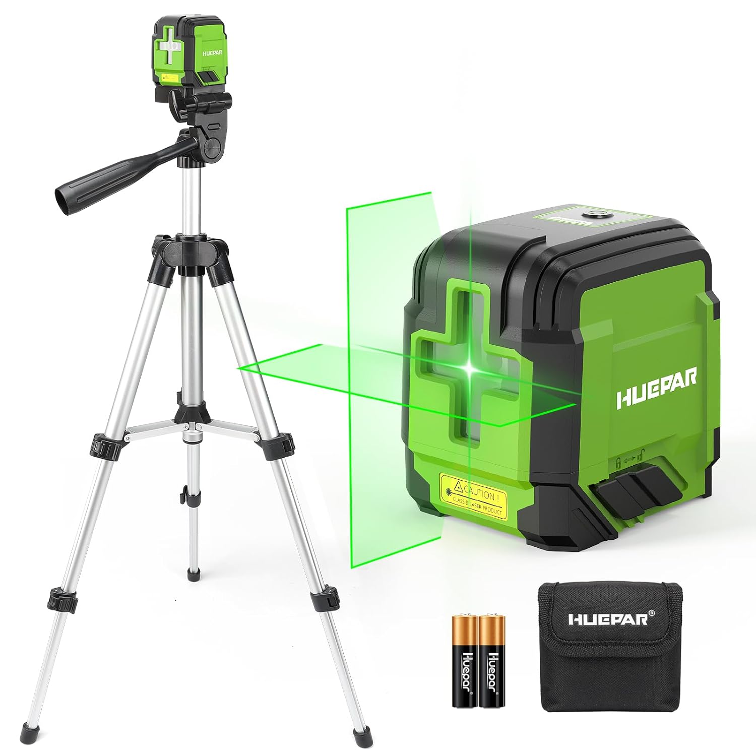 Laser Level with Tripod, HUEPAR 98Ft Self Leveling Laser Level Green Line Laser Cross Line Laser Leveler Tool for Picture Hanging, Tile, Home Renovation, Indoor Project,...