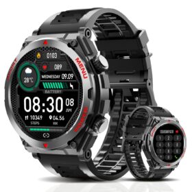 Military Smart Watch, 1.52-Inch Touch Screen Tactical Smartwatch with Text and Call, Heart Rate, Blood Oxygen, and Activity Trackers - Compatible with iPhone and Android, for...