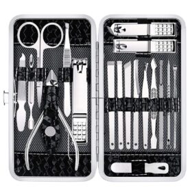 Nail Clippers Set Fingernail and Toenail Clipper Cutters, Manicure Pedicure Kit 18 Pieces Stainless Steel Professional Grooming Kits, Nail Care Tools with Luxurious Travel Case