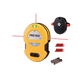 PREXISO Multi Surface Laser Level LED Light Vial, 30Ft Horizontal & Vertical Line Laser with Wall Mount Base, 2 Pins, 10 Sticker, 2 AA Batteries for Hanging Frames & Picture,...