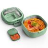 Stainless Steel Bento Box for Kids & Adults,Leak-Proof Single Layer Lunch Box with Removable Compartments,BPA-Free,Dishwasher Safe,Includes Cutlery,Green