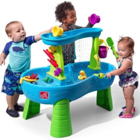 Step2 Rain Showers Splash Pond Toddler Water Table, Kids Water and Sand Activity Sensory Playset, Summer Outdoor Toys, 13 Piece Toy Accessories, For Toddles 1.5+ Years Old