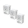 TESSAN 3 Pack European Travel Plug Adapter USB C, US to Europe Plug Adapter with 4 AC Outlets and 3 USB Ports, Type C Power Adaptor for USA to EU International Spain France...