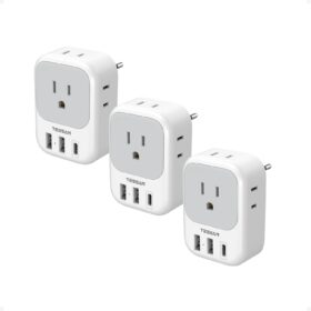 TESSAN 3 Pack European Travel Plug Adapter USB C, US to Europe Plug Adapter with 4 AC Outlets and 3 USB Ports, Type C Power Adaptor for USA to EU International Spain France...
