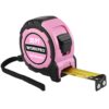 WORKPRO 25FT Pink Tape Measure, 1/8 Fractions Easy Read Measuring Tape, Retractable Nylon Coating Measurement Tape Accuracy 1/32, Magnetic Hook, Belt Clip, Rubber Protective Casing