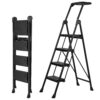 XinSunho 4 Step Ladder, Foldable Handrail & Tool Tray Stool Ladders with Anti-Slip Wide Pedal, 660 lbs Sturdy Steel Ladder for Home Kitchen and Outdoor