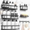 YASONIC Shower Caddy, 6 Pack Large Capacity Shower Organizer with Soap Holder and 12 Hooks, Rustproof Shower Shelves for Inside Shower, No Drilling&Sleek Bathroom Organizers and...