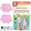 ZenToes Moisturizing Socks for Cracked Heel Treatment - Vitamin E, Olive Oil and Jojoba Oil Infused Heel Socks to Soften and Hydrate (Fuzzy Pink, Regular)
