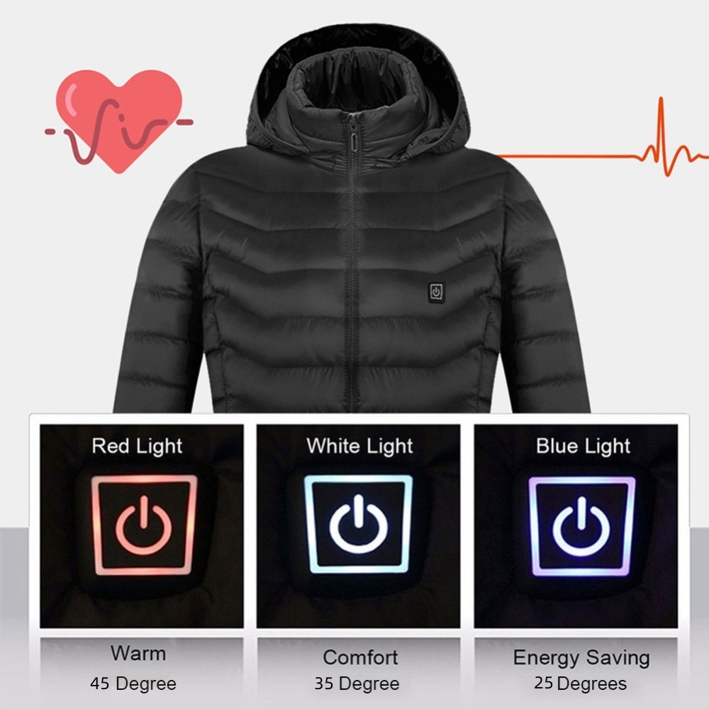 Winter Heated Jacket USB Electric Cotton Coat Zip-up Heater Thermal Clothing Heating Vest For Men - Image 9