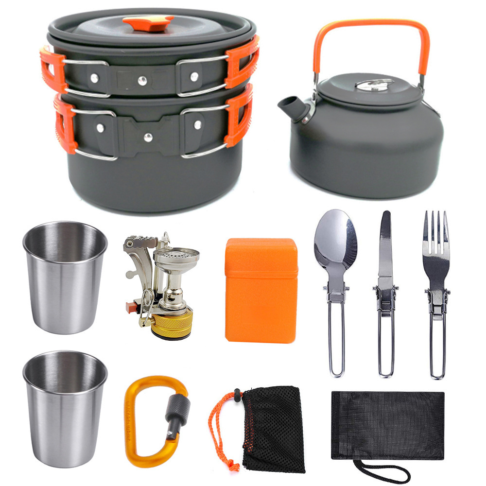 Camping Cookware Kit Outdoor Cooking Set Aluminum Equipment Outdoor Pot Travel Tableware Kitchen Hiking Picnic BBQ - Image 2