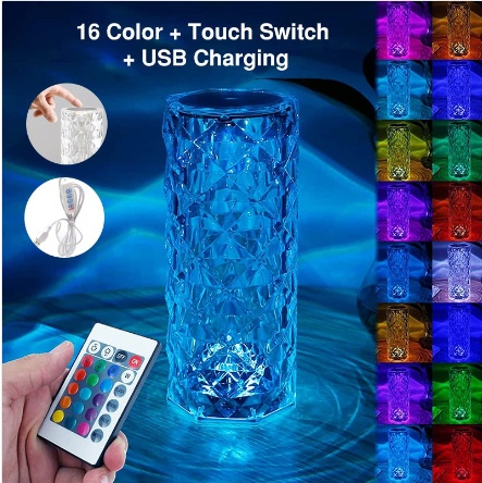 Creative Crystal Diamond Table Lamp Rechargeable Acrylic Bedroom Bedside - Image 5