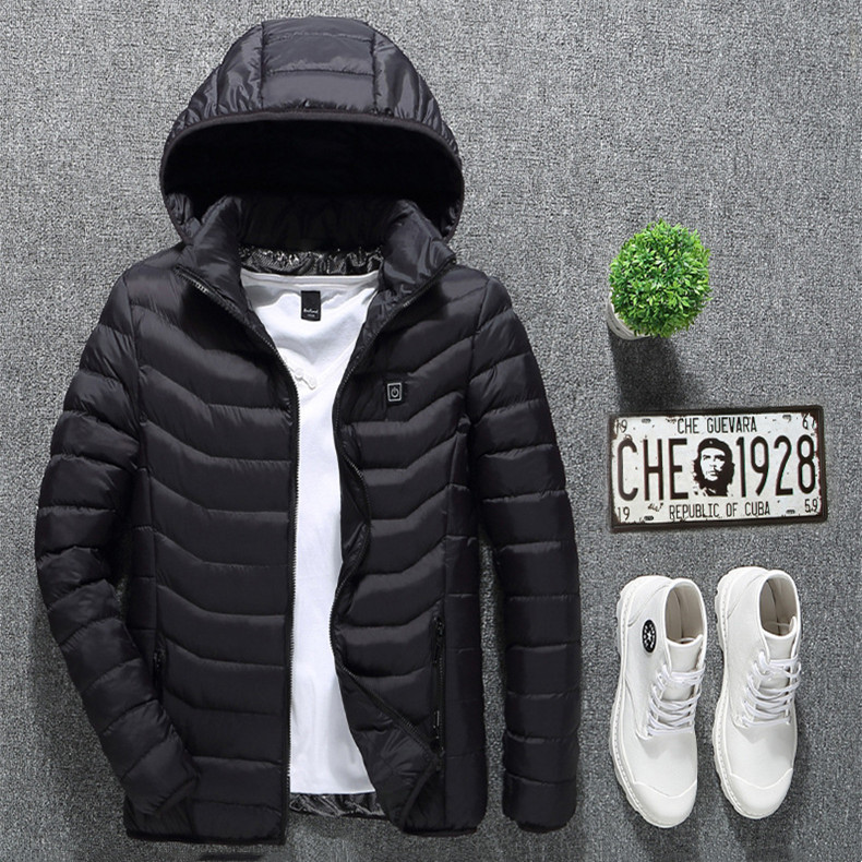 Winter Heated Jacket USB Electric Cotton Coat Zip-up Heater Thermal Clothing Heating Vest For Men - Image 3