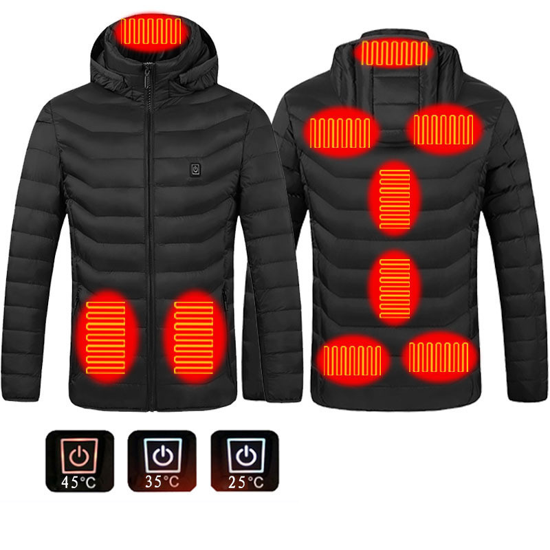 Winter Heated Jacket USB Electric Cotton Coat Zip-up Heater Thermal Clothing Heating Vest For Men - Image 6